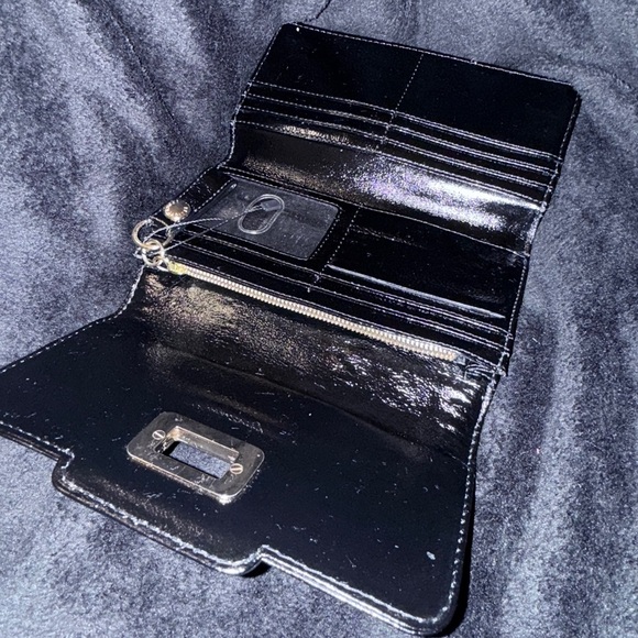 Elliott Lucca Black Cow Leather Clutch with Sliver Detail - Picture 3 of 12